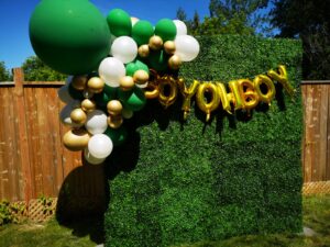 Green Boxwood Flower Wall Rental