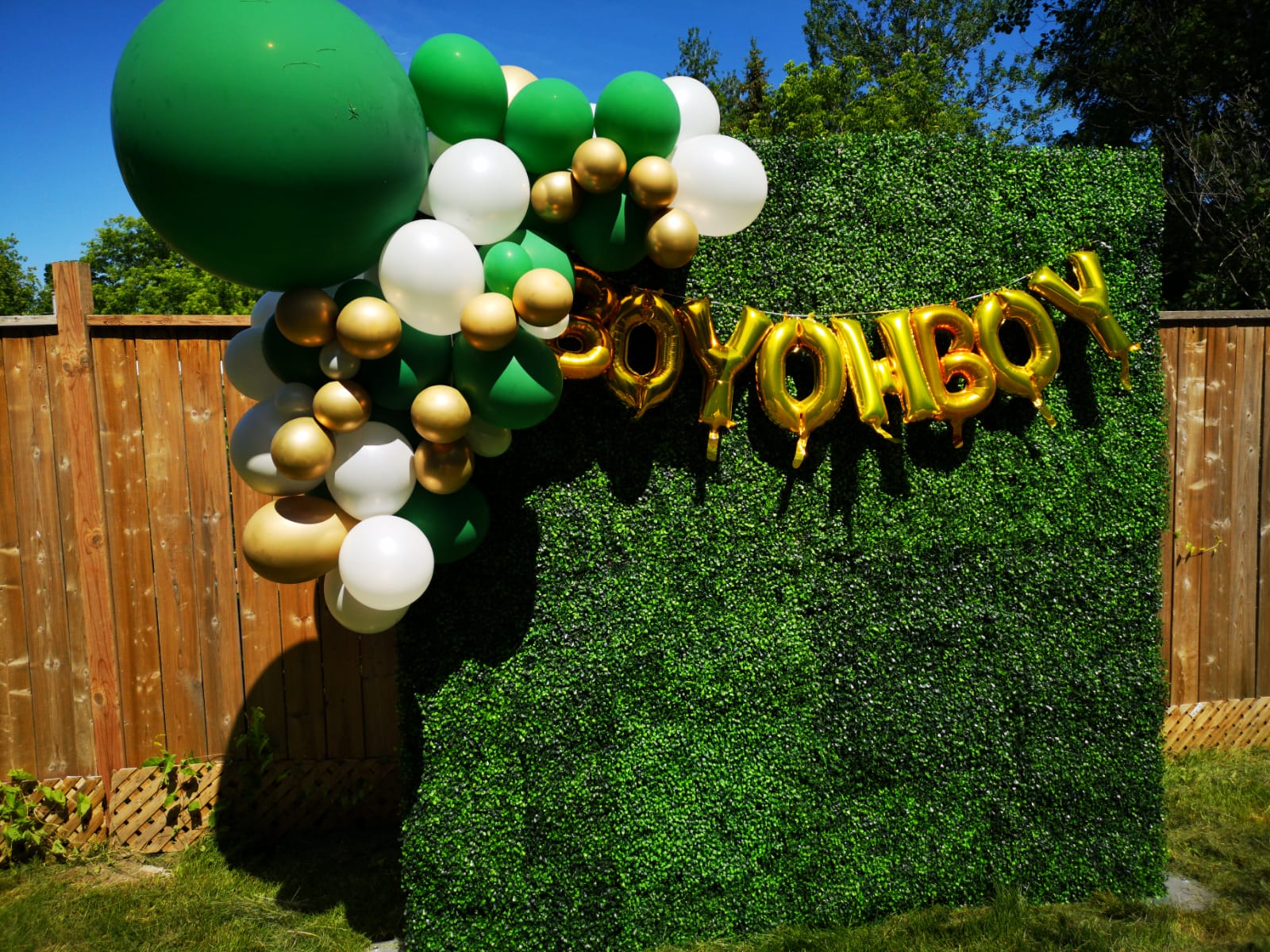 Green Boxwood Flower Wall Rental