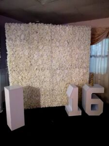 White Champagne Flower Wall